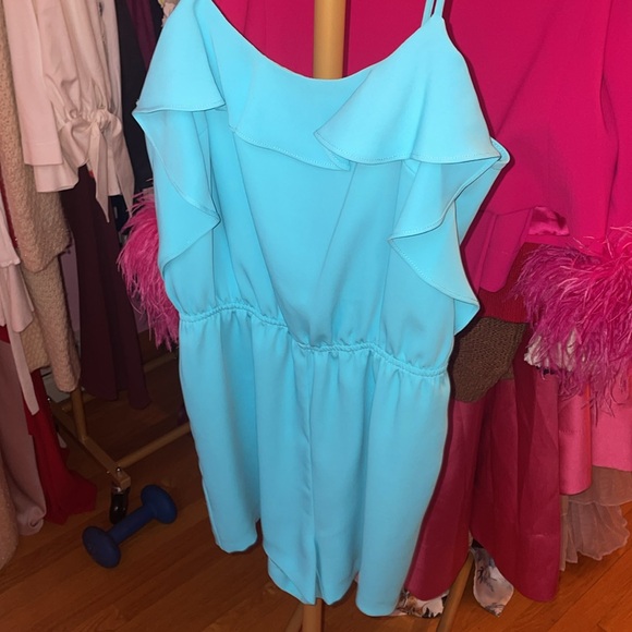 Topshop Light Blue Ruffle Romper - Picture 2 of 6
